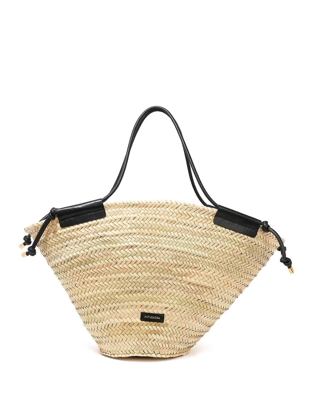 Altuzarra Natural Raffia Tote with Black Leather Handles